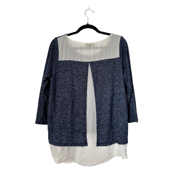 The Limited Top Womens Sz M Grey Split Back Layered Sweater 3/4 Sleeve Pullover - Picture 2 of 9